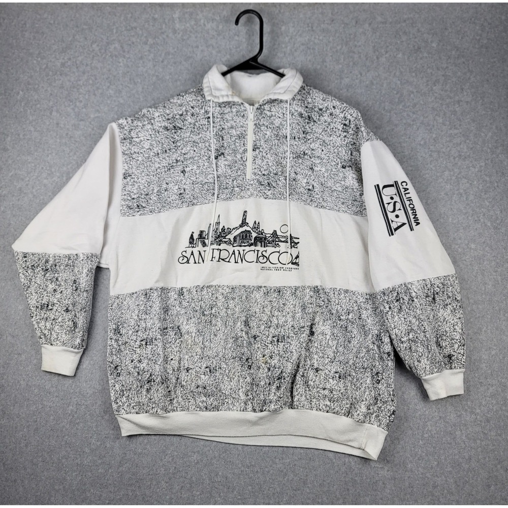 Vtg 90s San Francisco 1/4 Zip Pullover Sweatshirt Sz XL Golden Gate Bridge USA - Picture 1 of 9